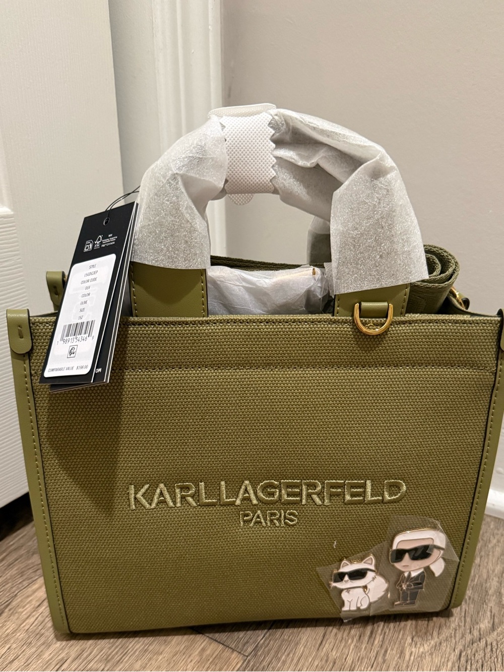 Karl Lagerfeld Paris Kristins Small Tote in Olive Green NWT/ PRICE FIRM - Picture 5 of 9